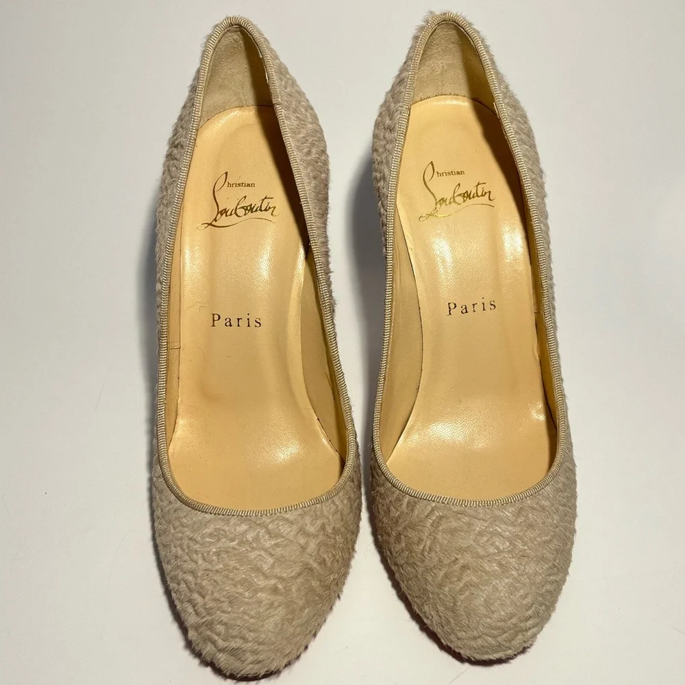 Christian Louboutin Size 36 Fifi Astrakan Hair Round Toe Pumps Authentic COA - Picture 6 of 13